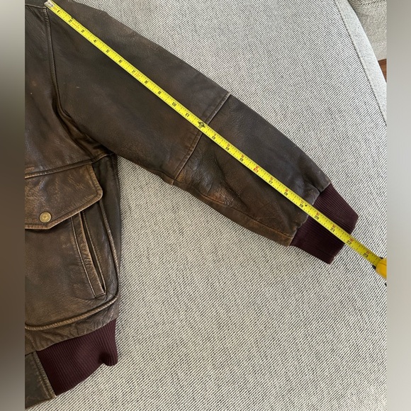 Vintage 100% Leather Brown Bomber Jacket - Picture 6 of 11